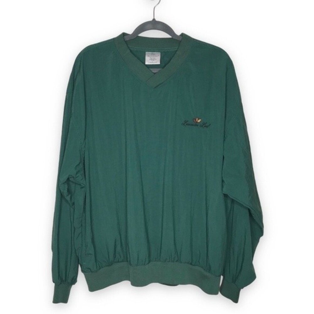 Vintage Munsingwear Lancaster Leaf V Neck Pullover Green Windbreaker Men Large